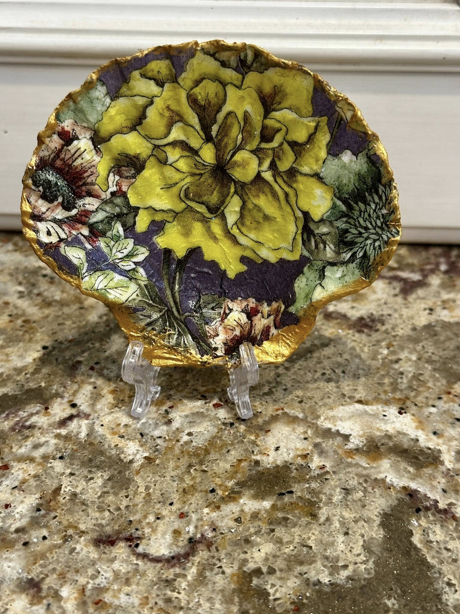 Decoupaged and Hand Painted Scallop Shell