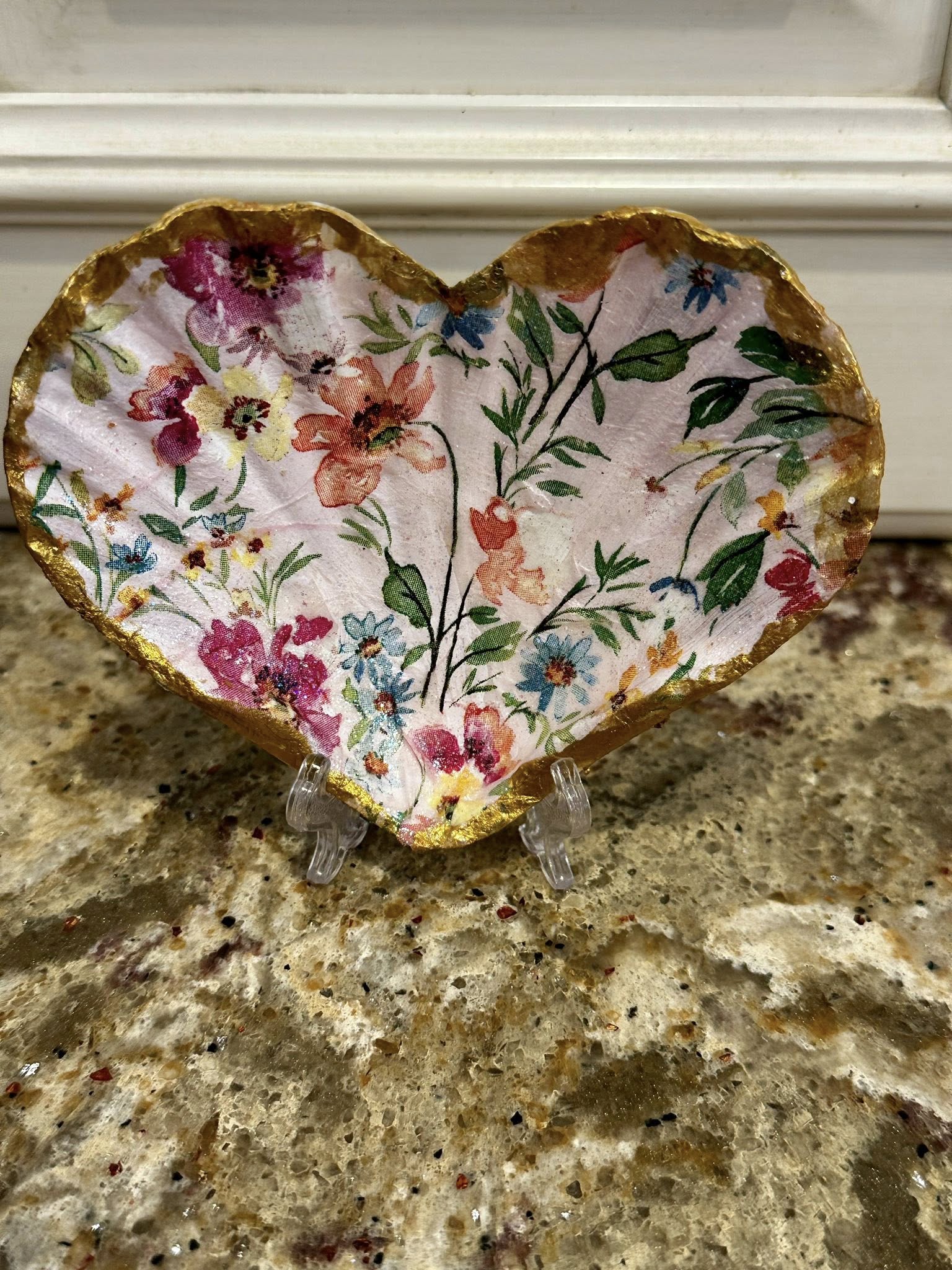 Decoupaged and Hand Painted Specialty Cut Scallop Shell