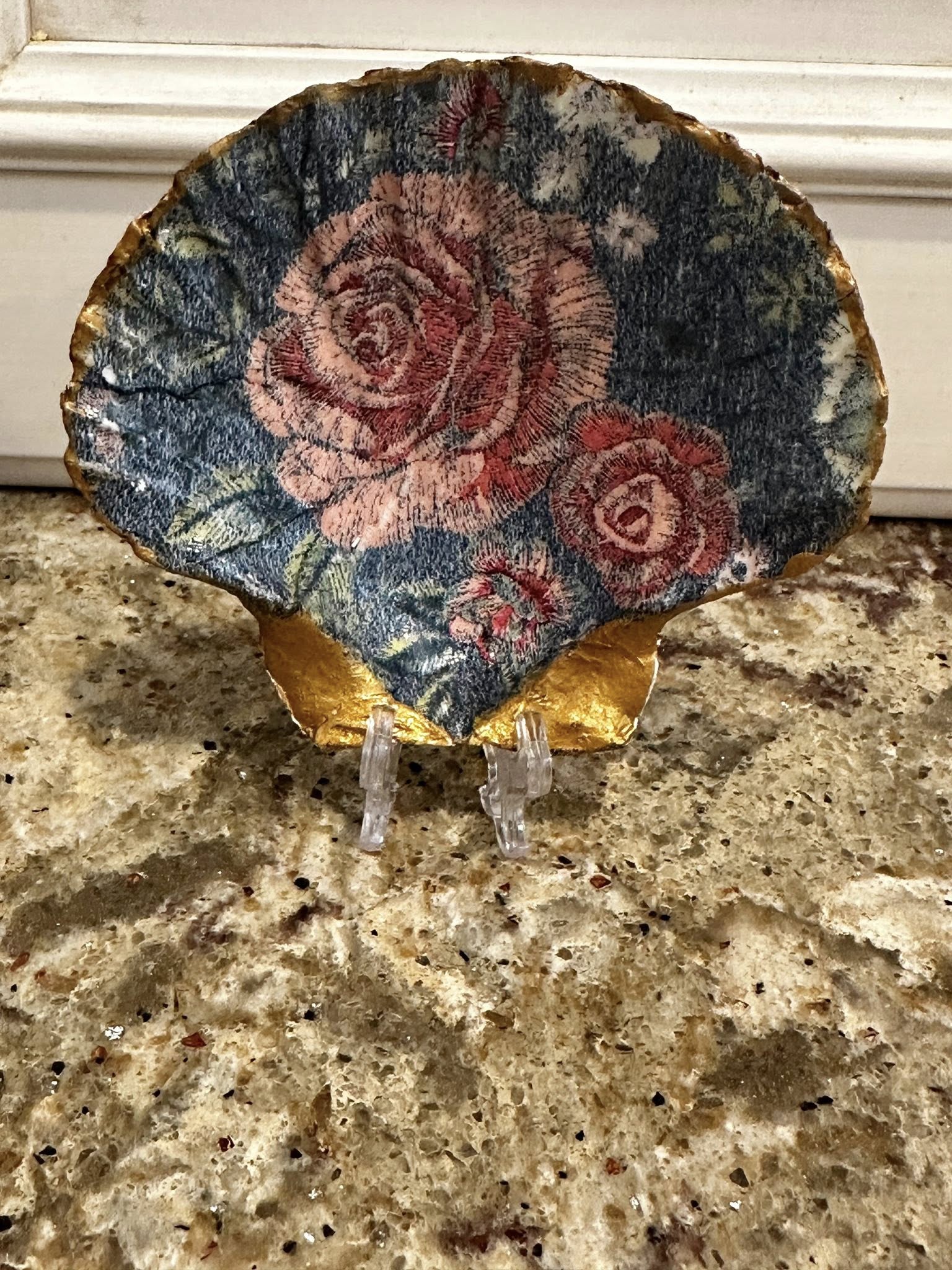 Decoupaged and Hand Painted Scallop Shell