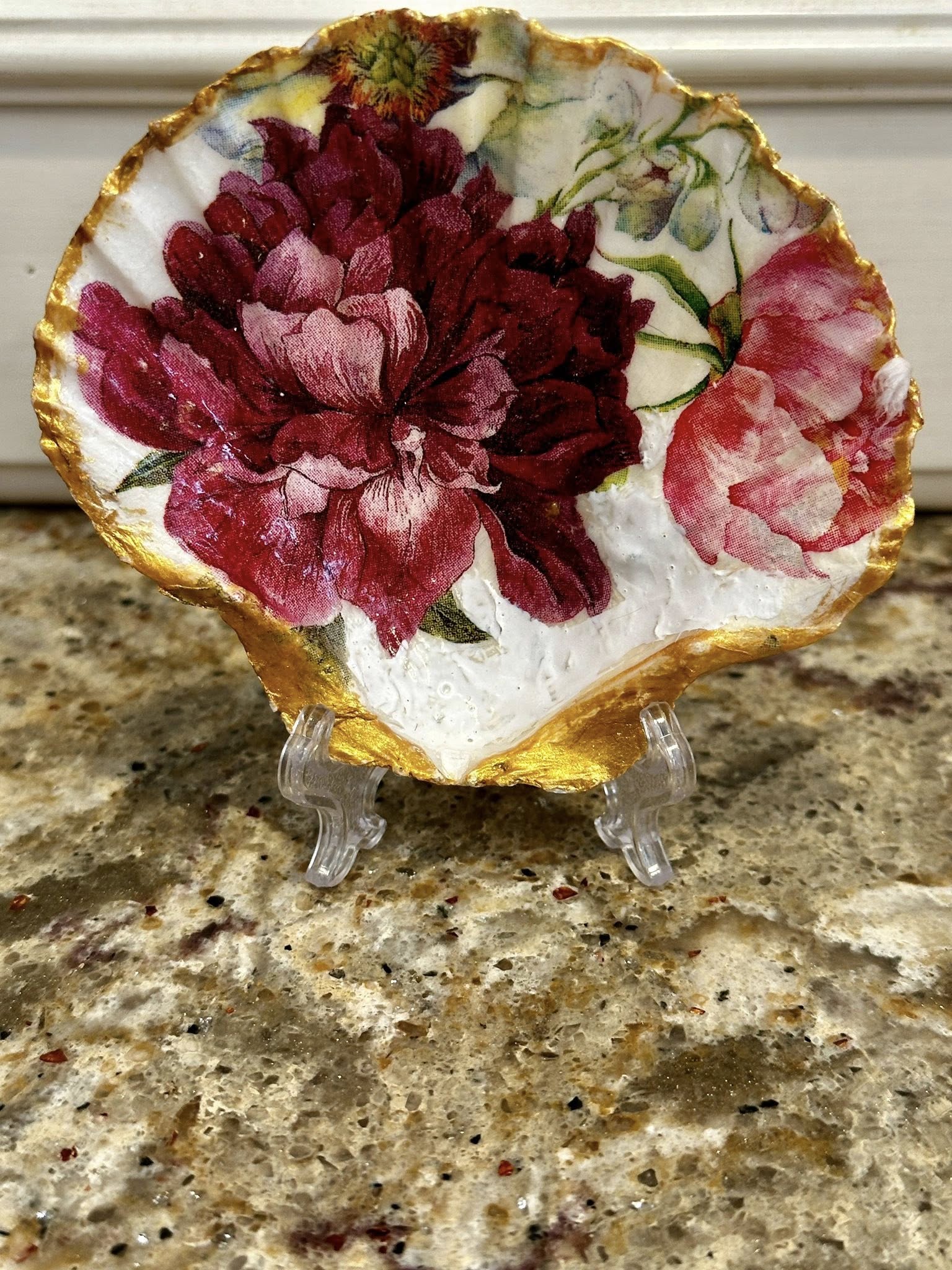 Decoupaged and Hand Painted Scallop Shell