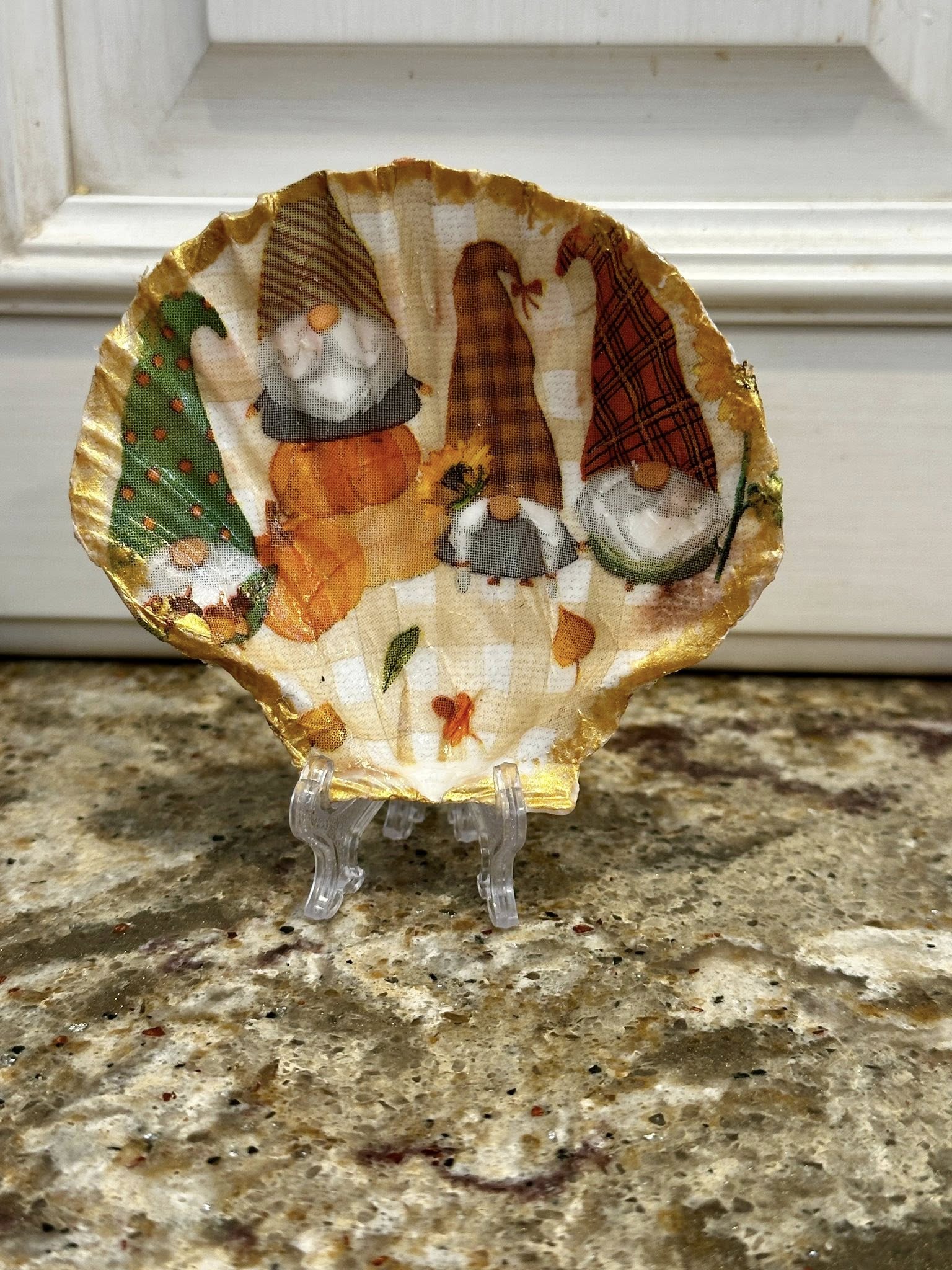 Decoupaged and Hand Painted Scallop Shell