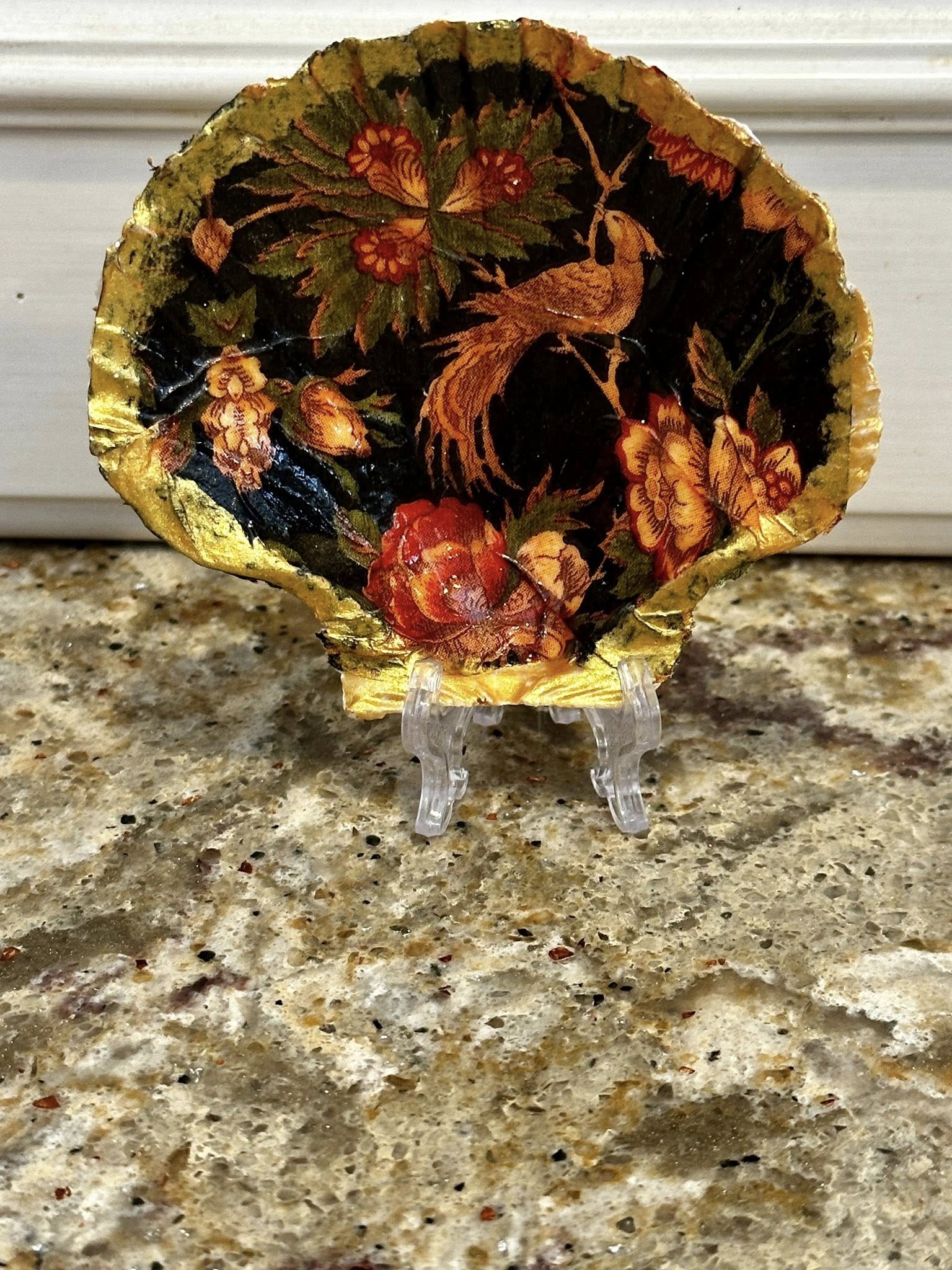 Decoupaged and Hand Painted Scallop Shell