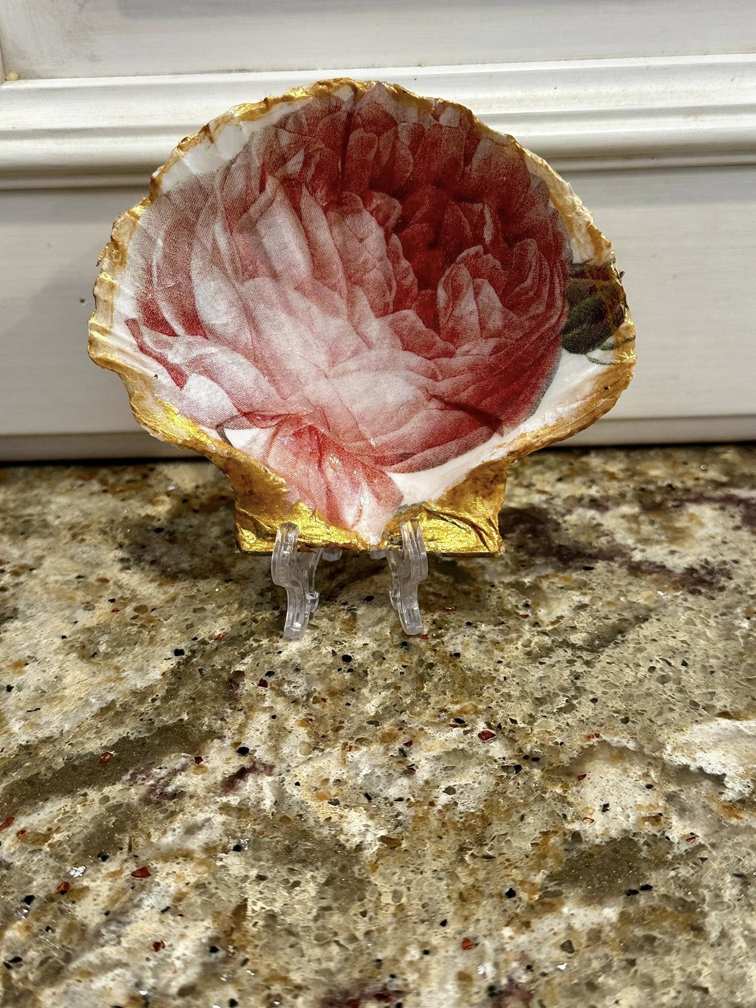 Decoupaged and Hand Painted Scallop Shell