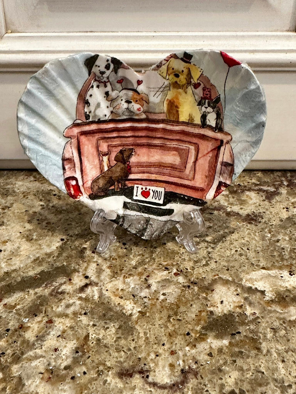 Decoupaged and Hand Painted Specialty Cut Scallop Shell