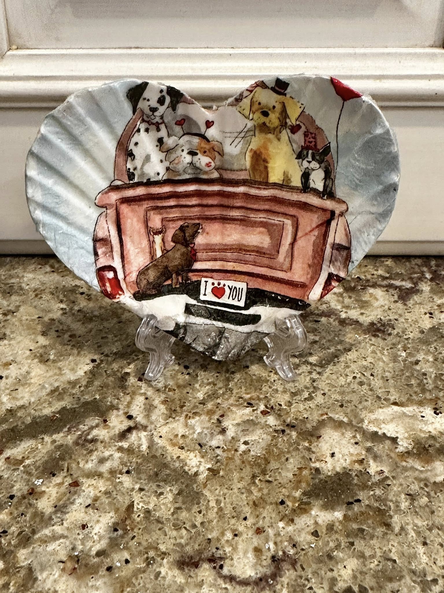 Decoupaged and Hand Painted Specialty Cut Scallop Shell