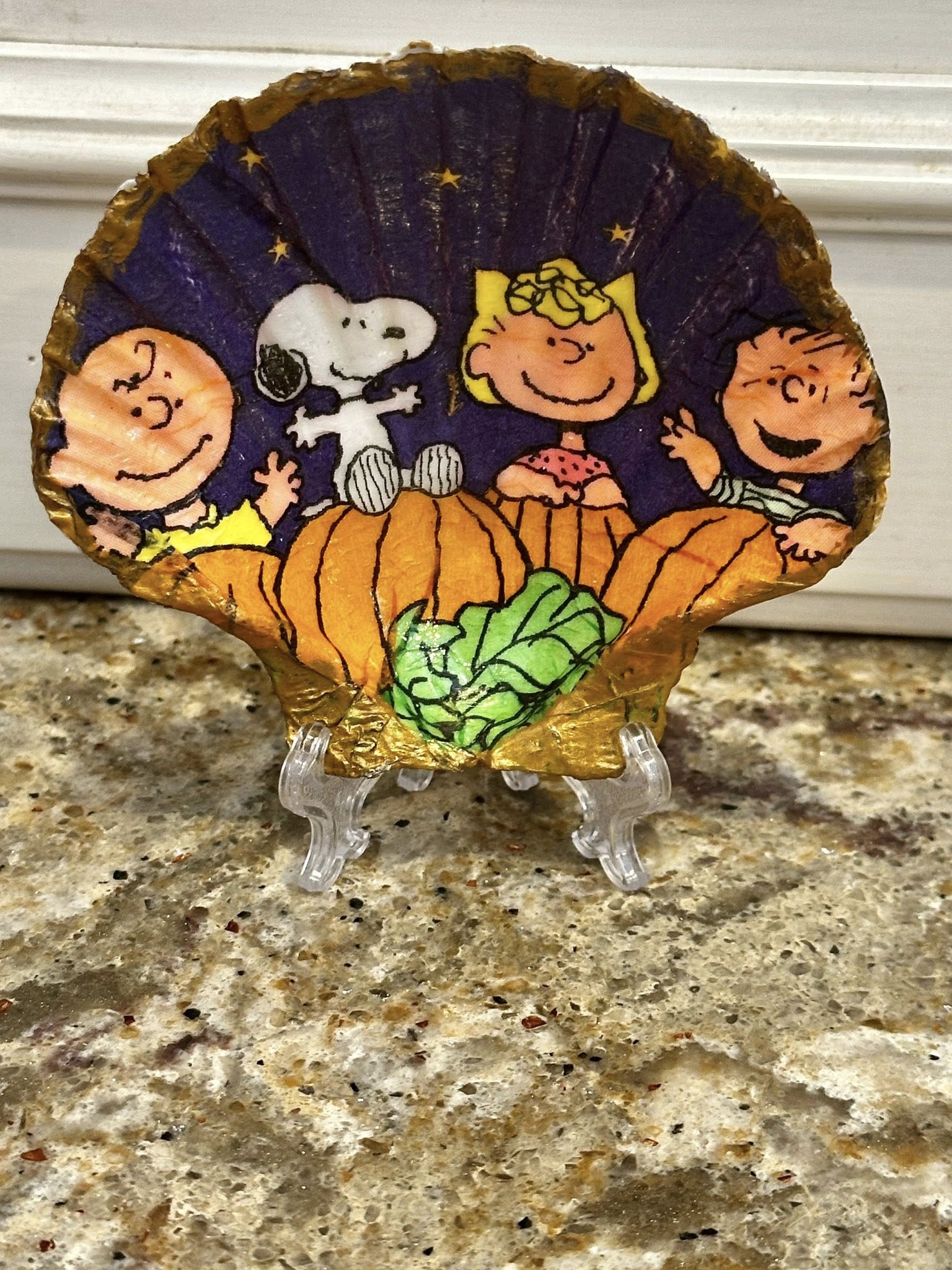 Decoupaged and Hand Painted Scallop Shell