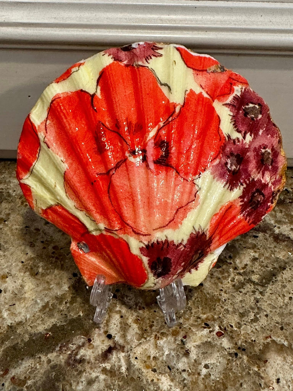 Decoupaged and Hand Painted Scallop Shell