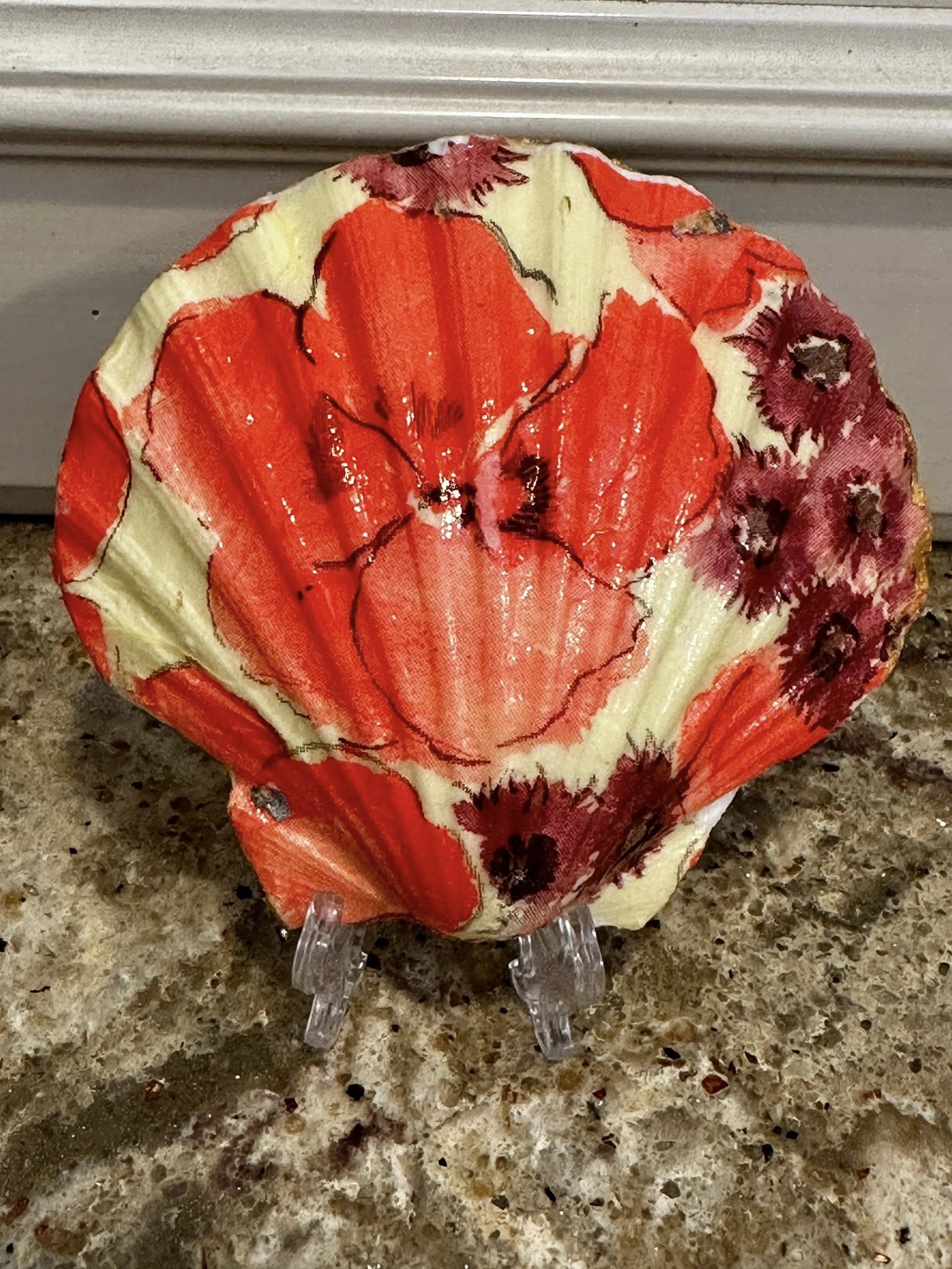 Decoupaged and Hand Painted Scallop Shell
