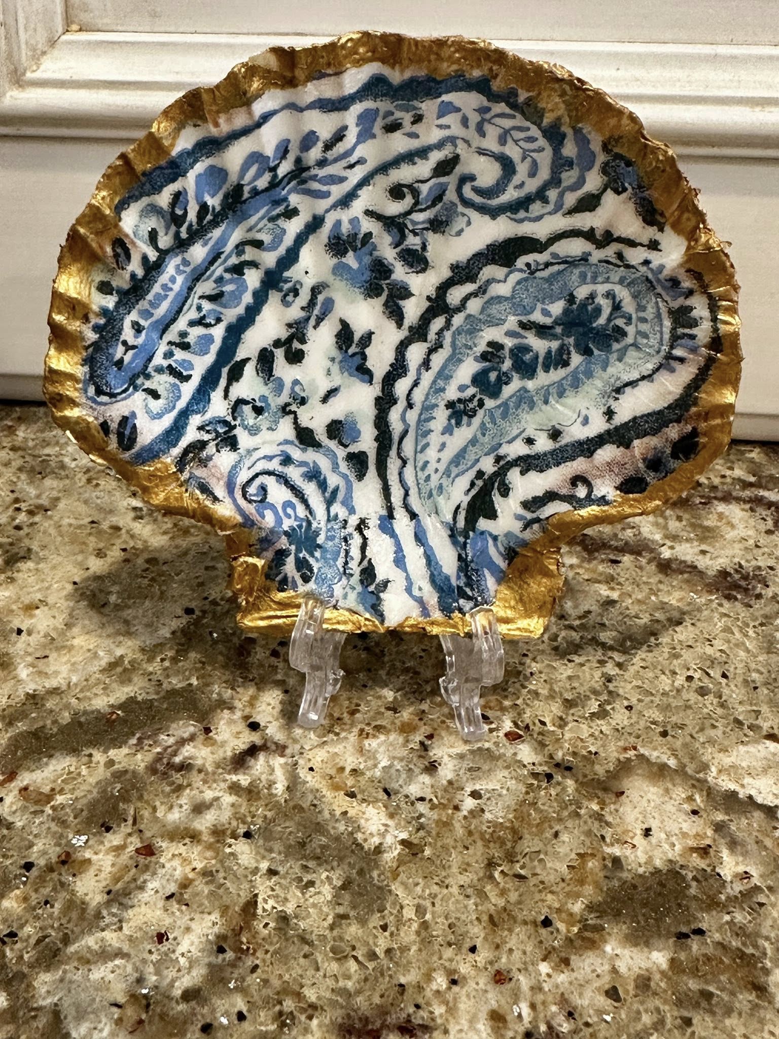 Decoupaged and Hand Painted Scallop Shell