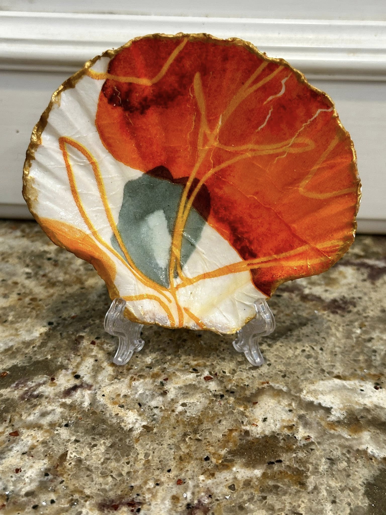Decoupaged and Hand Painted Scallop Shell