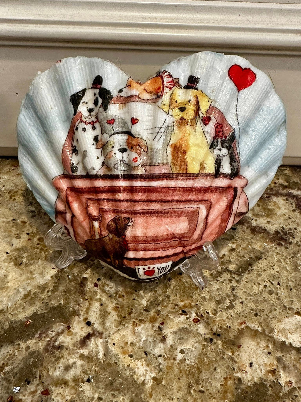 Decoupaged and Hand Painted Specialty Cut Scallop Shell