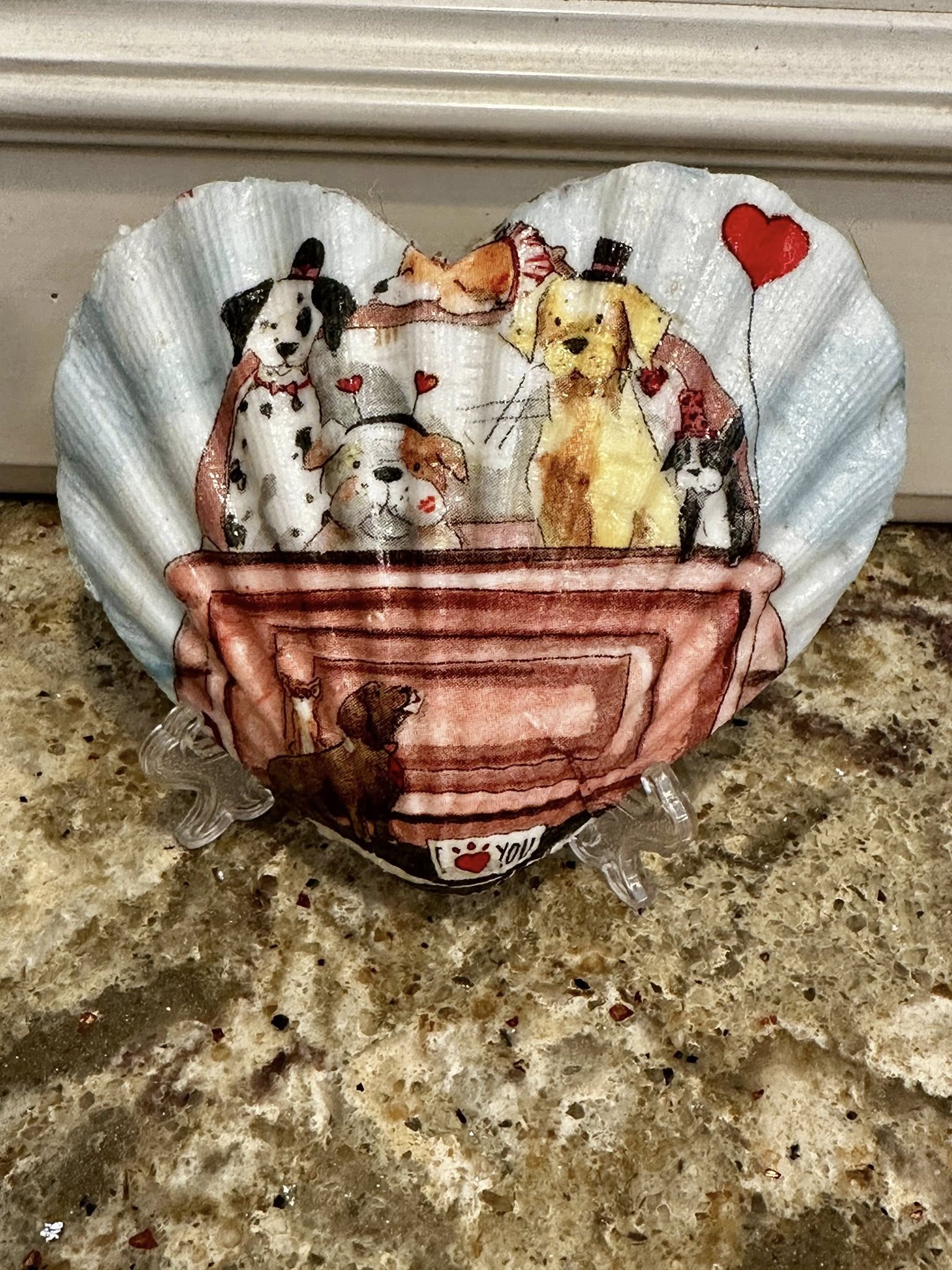 Decoupaged and Hand Painted Specialty Cut Scallop Shell