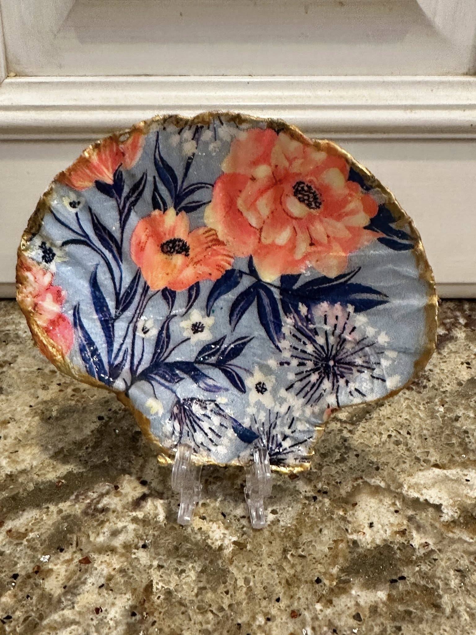 Decoupaged and Hand Painted Scallop Shell