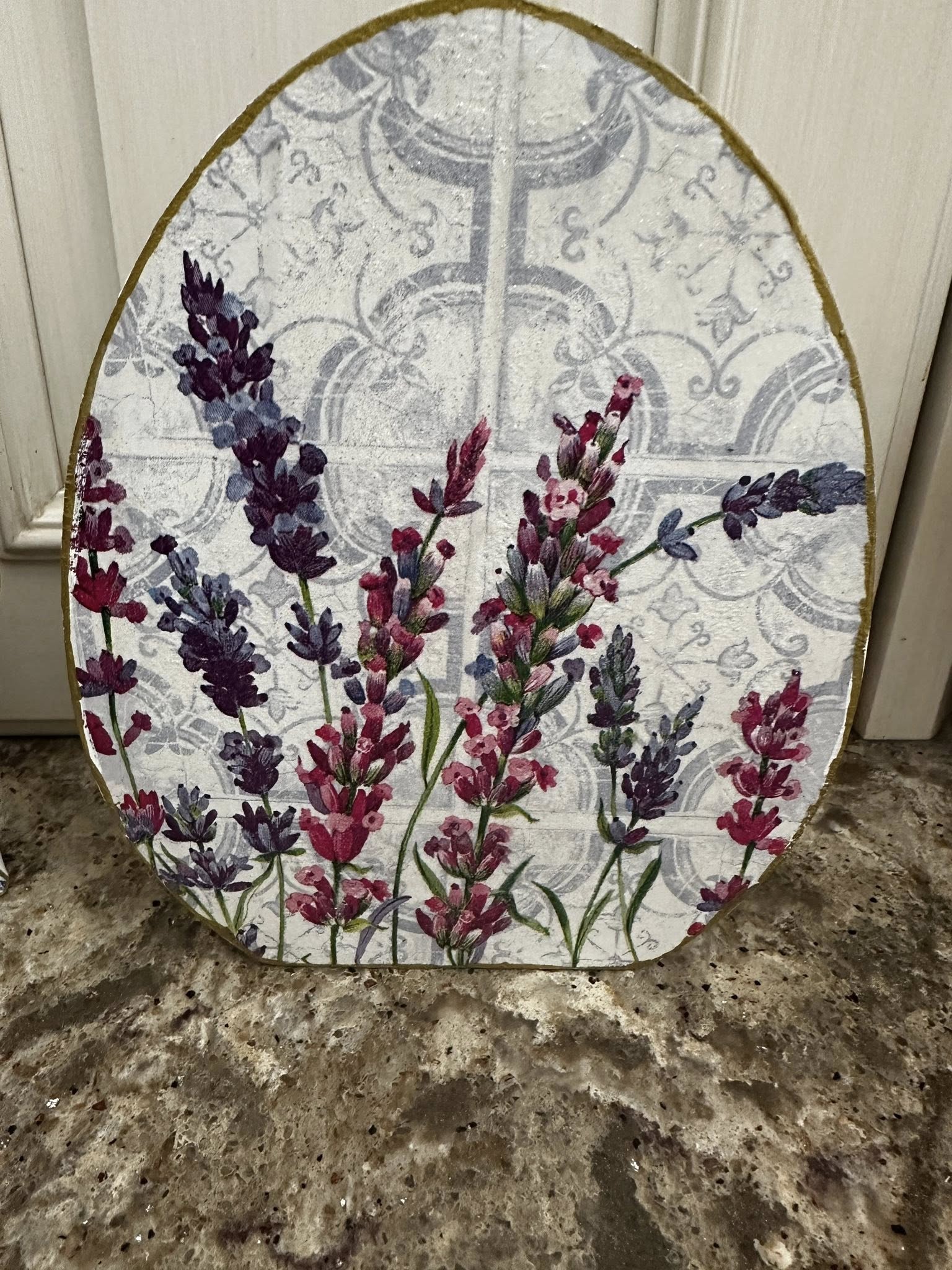 Decoupaged Easter Spring Egg Shelf Sitter