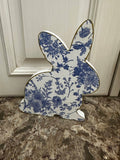 Decoupaged Wood Bunny Shelf Sitter