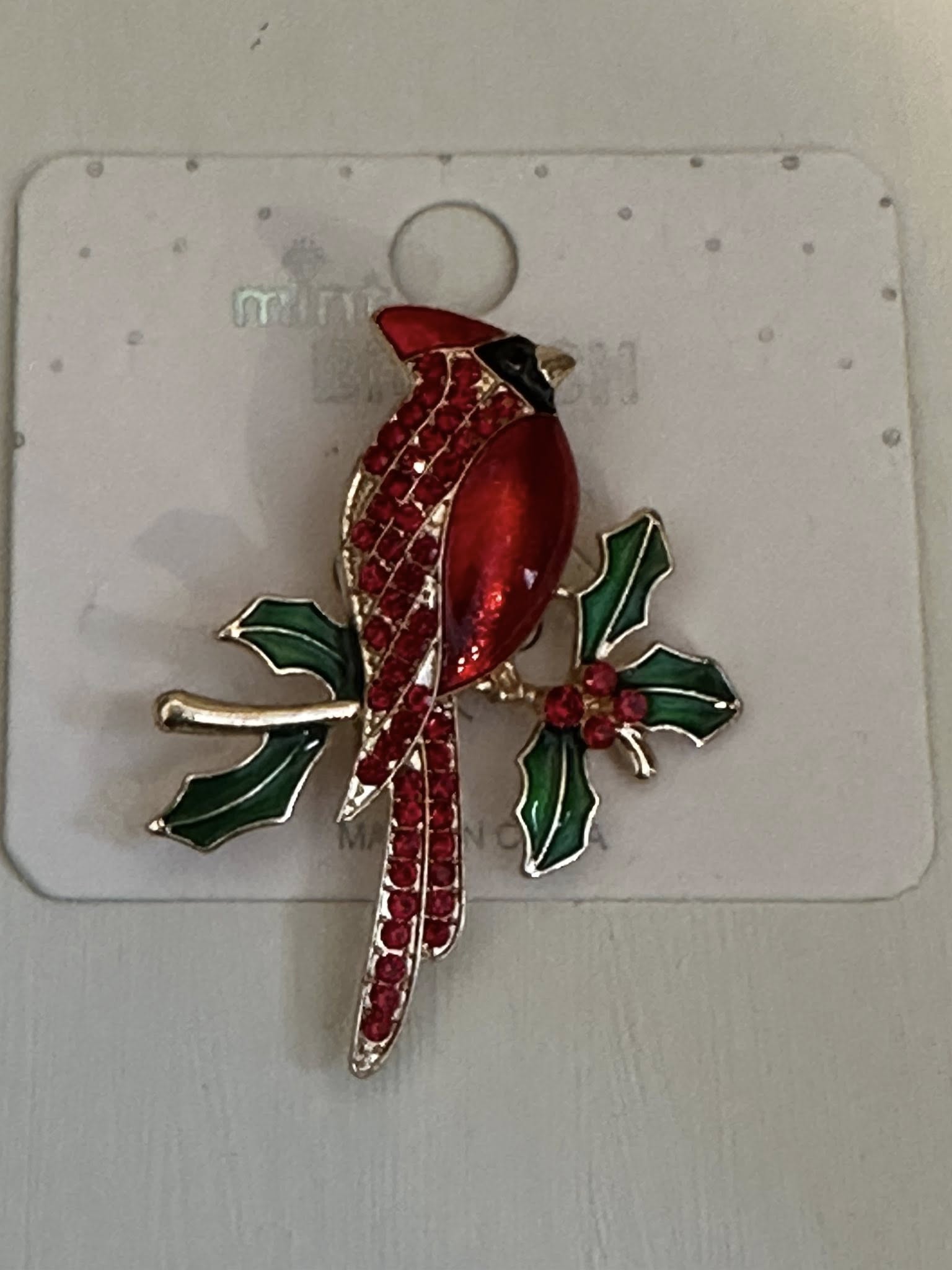 Cardinal Rhinestone Brooch