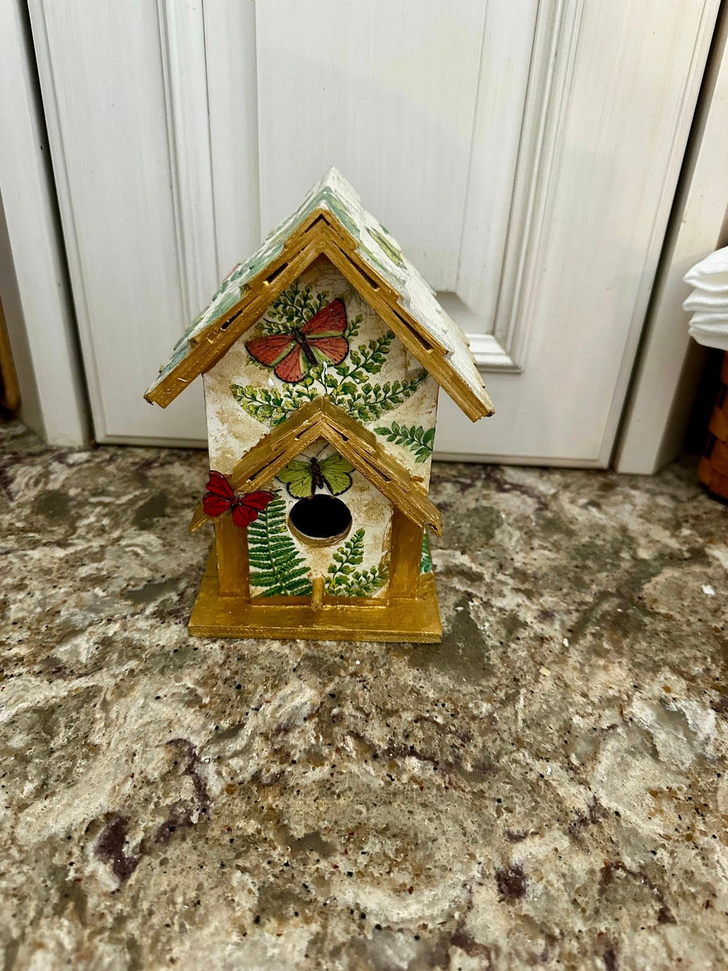 Hand Painted and Decoupaged Bird House