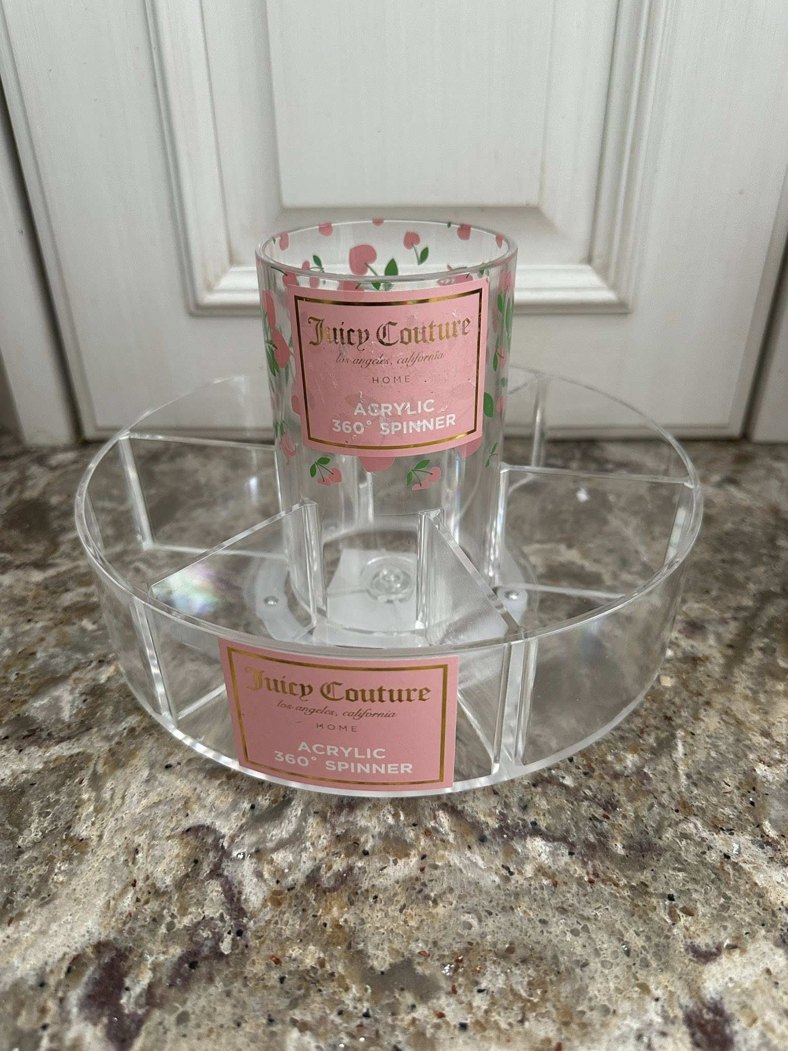 Juicy Couture Pink Cherry Heart Acrylic Cosmetic 360 Spinner